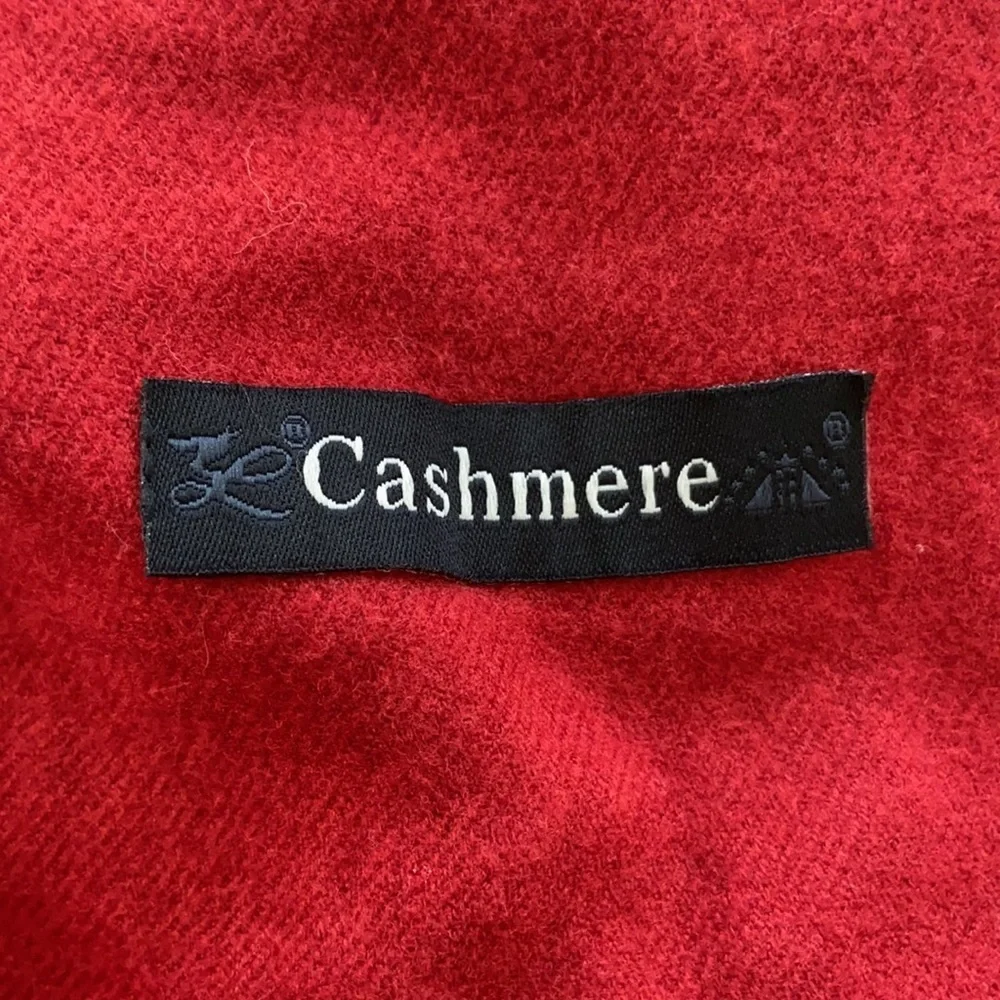 Cashmere Red Blanket Fringe  Scarf / Wrap